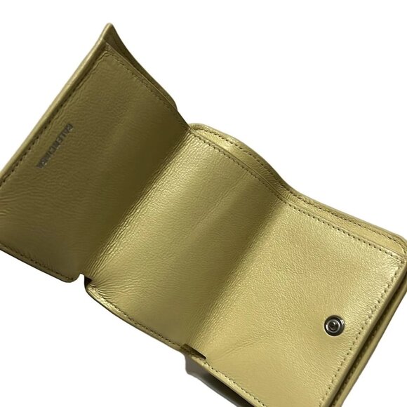 BALENCIAGA Cash Mini Wallet Light Yellow Leather - Trifold Wallet 227-050925 - Picture 3 of 5